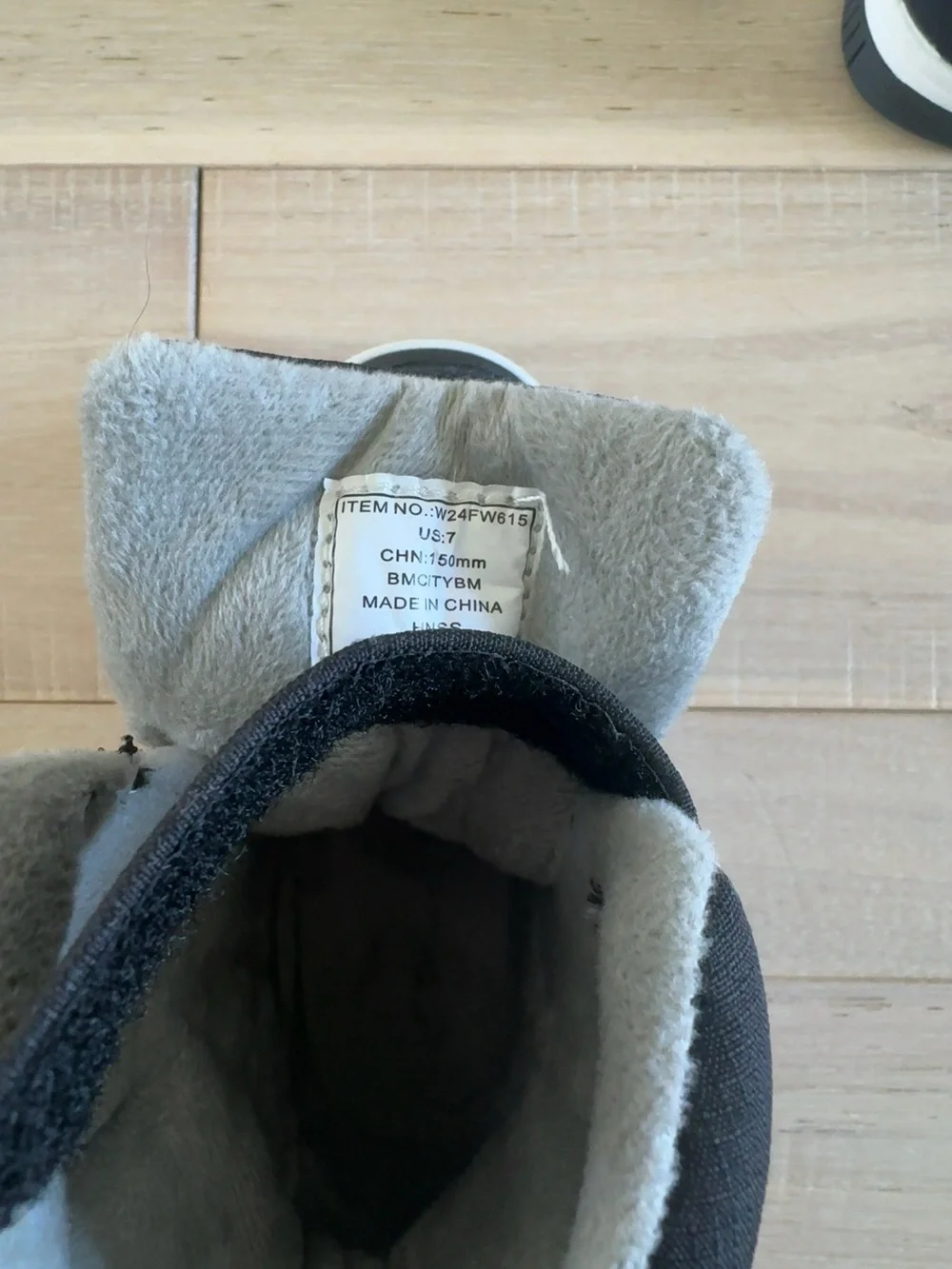 Kids Winter Snow Boots Size 7 Black Fleece Lined Hook & Loop Waterproof
